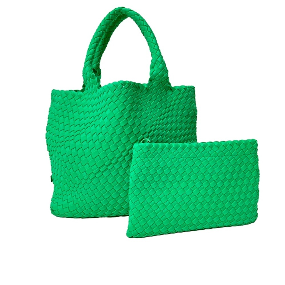 Green Woven Tote Bag Set